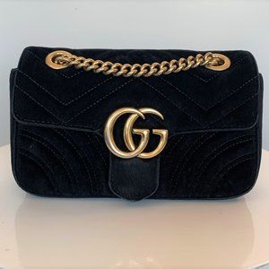 Gucci Small GG Marmont Matelassé Velvet Bag